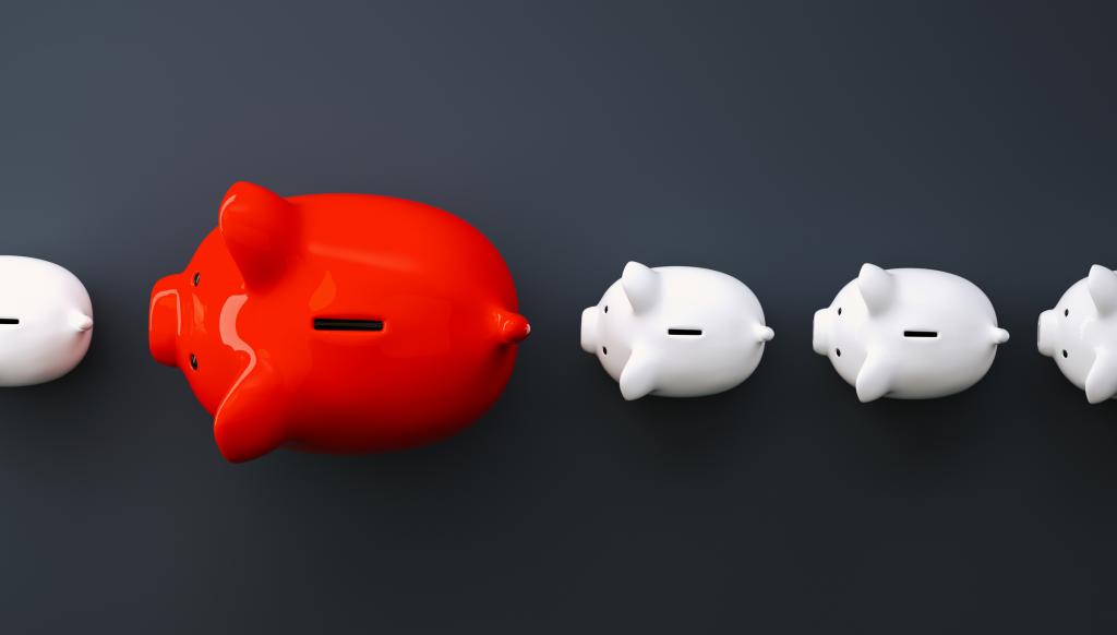  A line of piggy banks