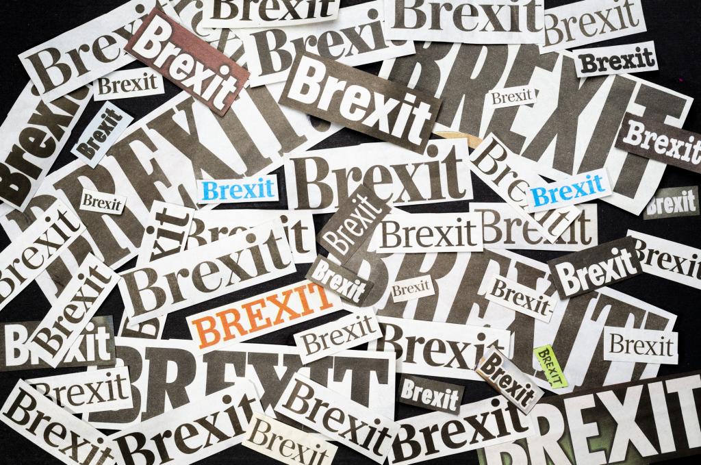 Newspaper cuttings scattered of the word Brexit