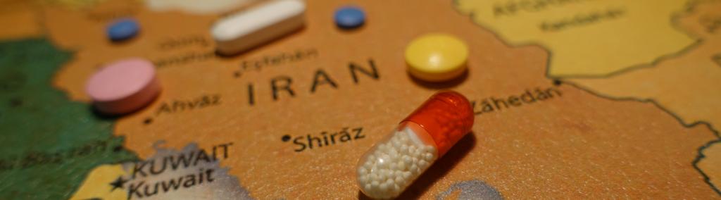 Pills on a map of Iran