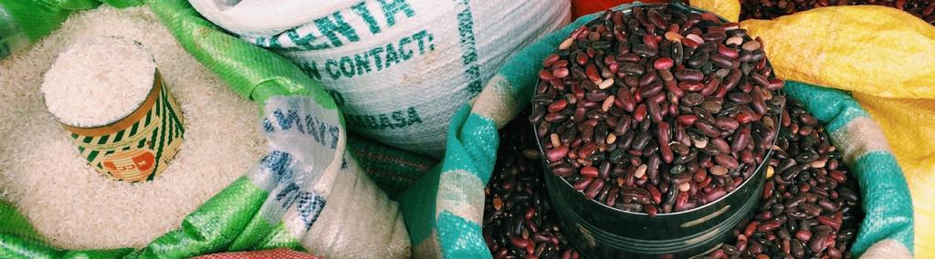 Dry goods for sale at a kiosk in Murang’a County, Kenya.