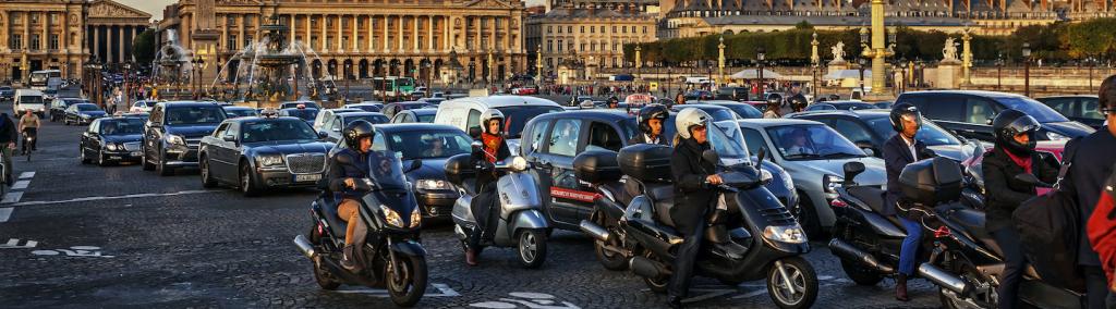 Traffic jam in Place de la Concorde, Paris, France. 