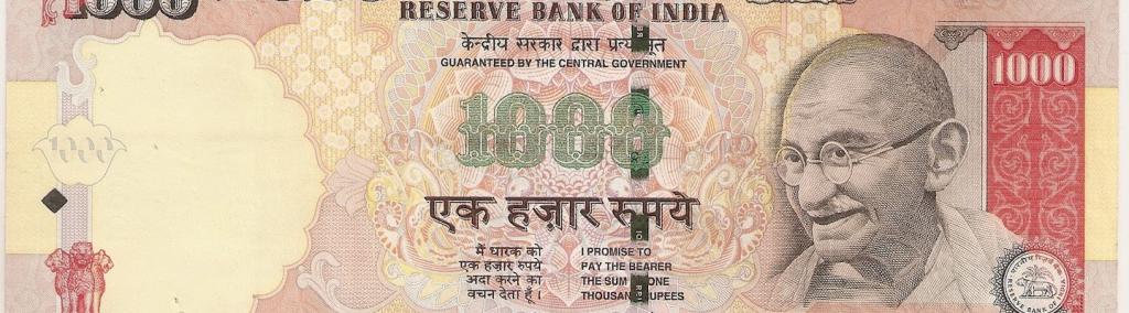 INR 1000 banknote, MG series, 2006, obverse.