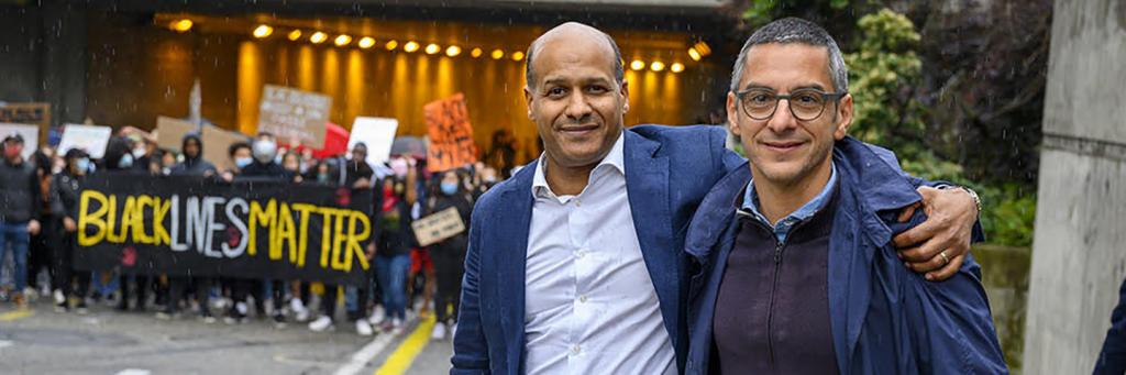 Professors Mohamedou and Rodogno participate in a BLM march in Geneva