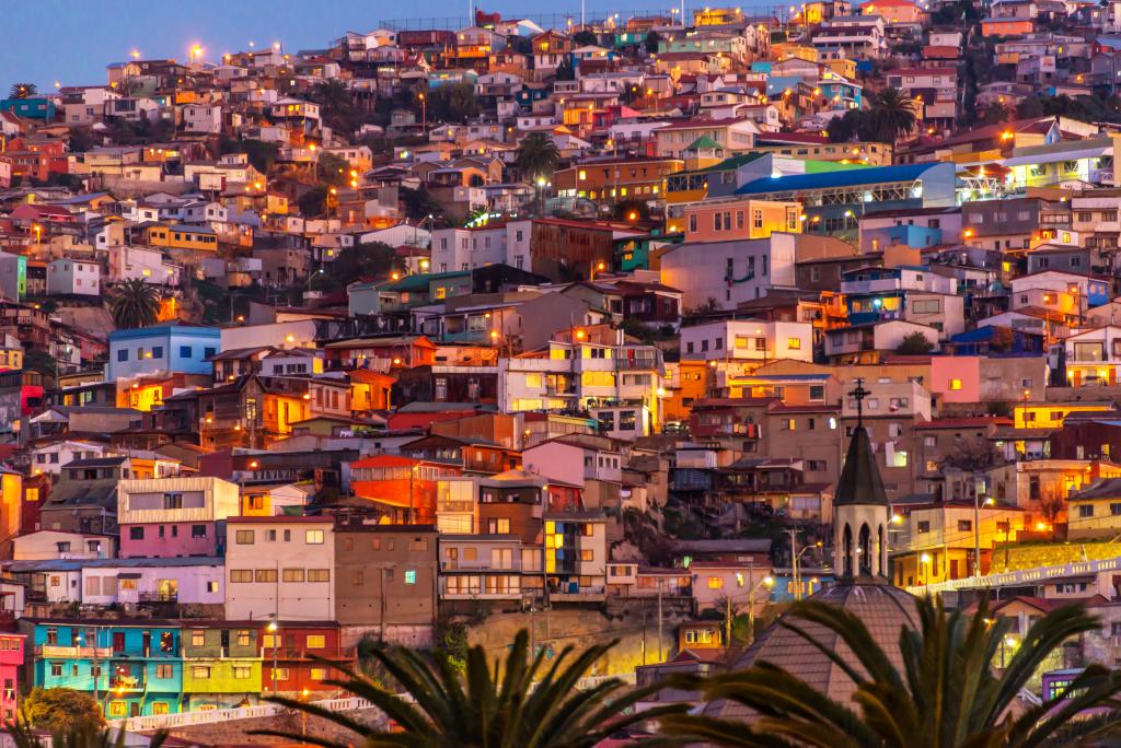 Night view of a residential area in a city in the Global South