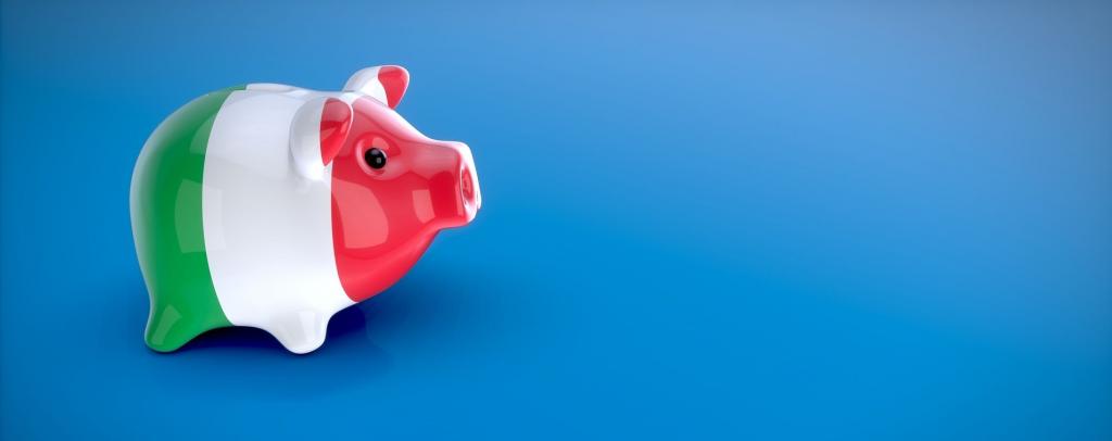 A piggy bank with the Italian flag