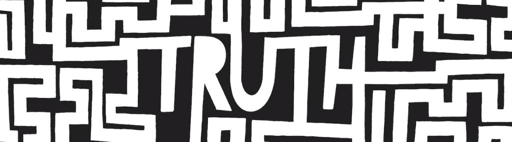 Cartoon illustration of the word “truth” inside a complex maze.