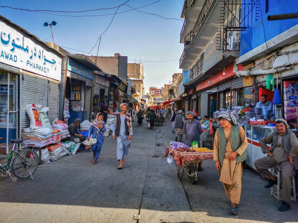 Kabul, Afghanistan - Aug 19, 2020: Afghan peoples are shopping and walking Old city bazaar of Kabul, Afghanistan