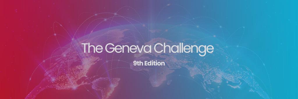 Geneva Challenge 2022 Banner Picture displaying a globe in blue and red with lights connecting the world.