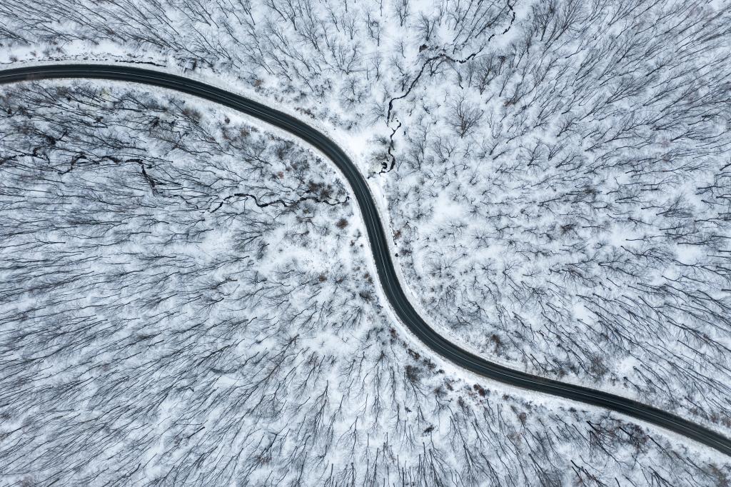 Winding road winter