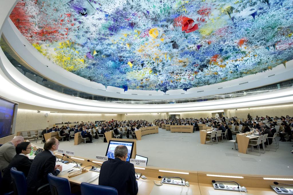 A general view of participants during election CHOI Kyong-lim, Permanent Representative of Republic of Korea to the United Nations Office at Geneva and Président elect to the Human Rights Council. 7 December 2015. UN Photo / Jean-Marc Ferré