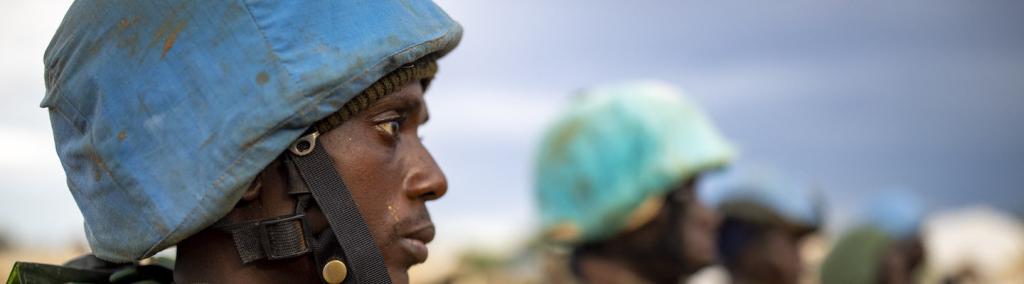 Major Niang debriefing with his troops on their return from a patrol in the village of Ogossagou, Mali.