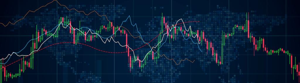 Binary options chart with assets values moving up and down