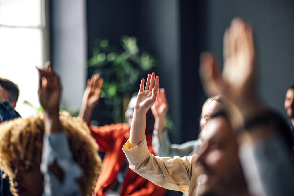 raised hands classroom 