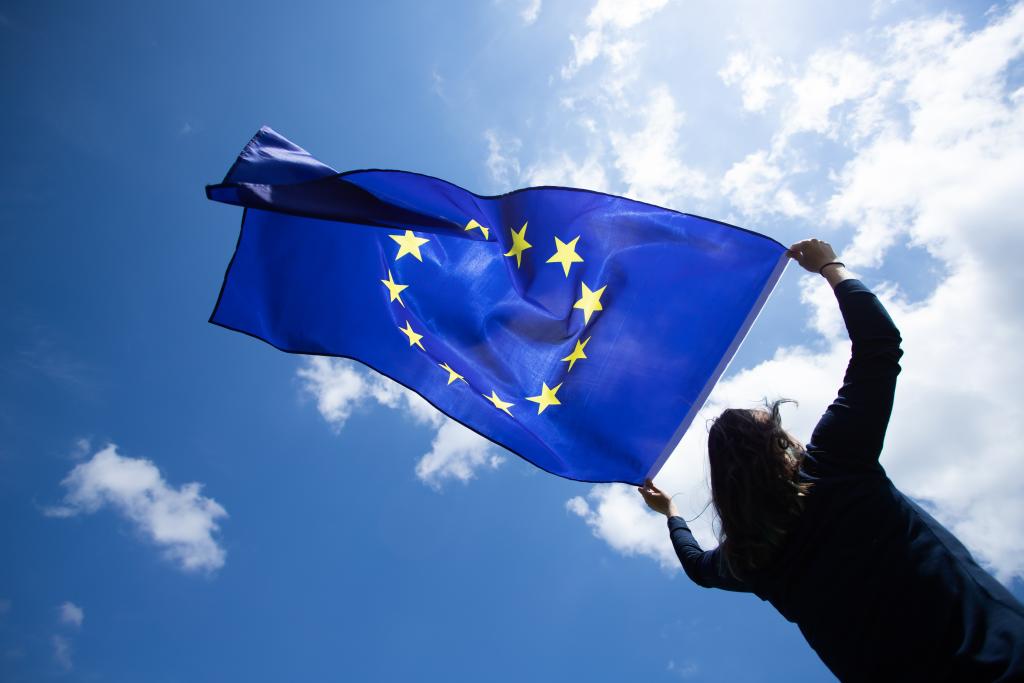 woman EU flag