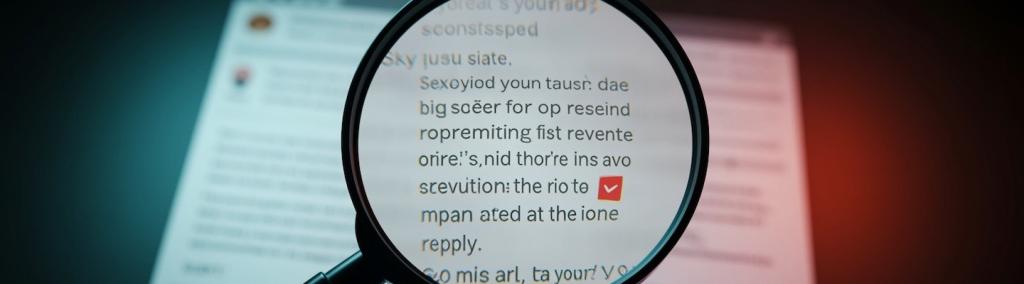 Magnifying glass examining a post