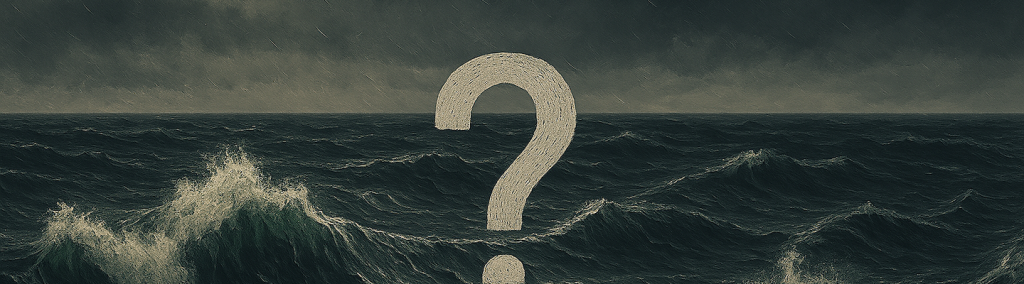 Threatening sea and sky with a question mark on them