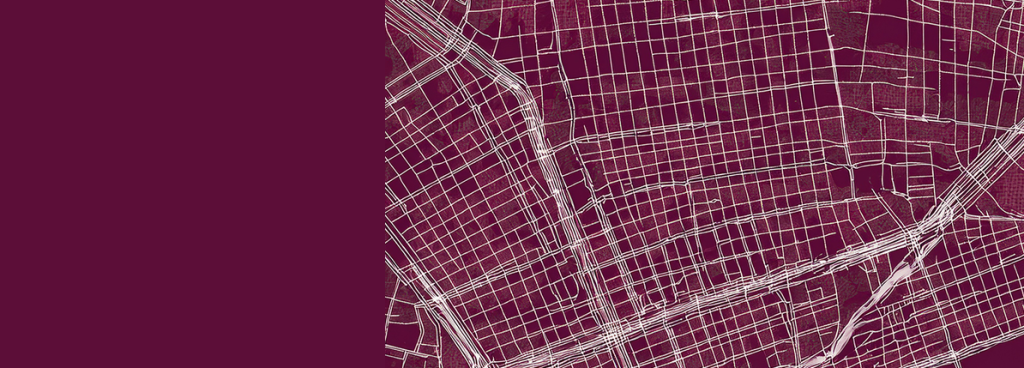 Invented archive map on burgundy backround