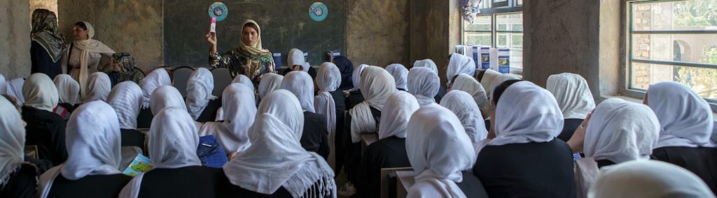 Afghan girls at school in Herat. Afghanistan. 2019