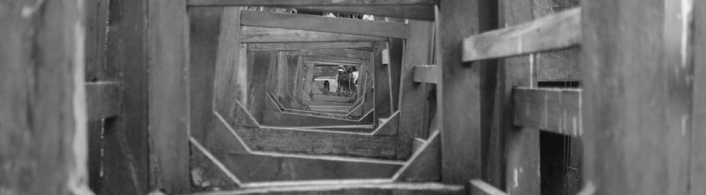Black-and white, abstract photo of wooden planks
