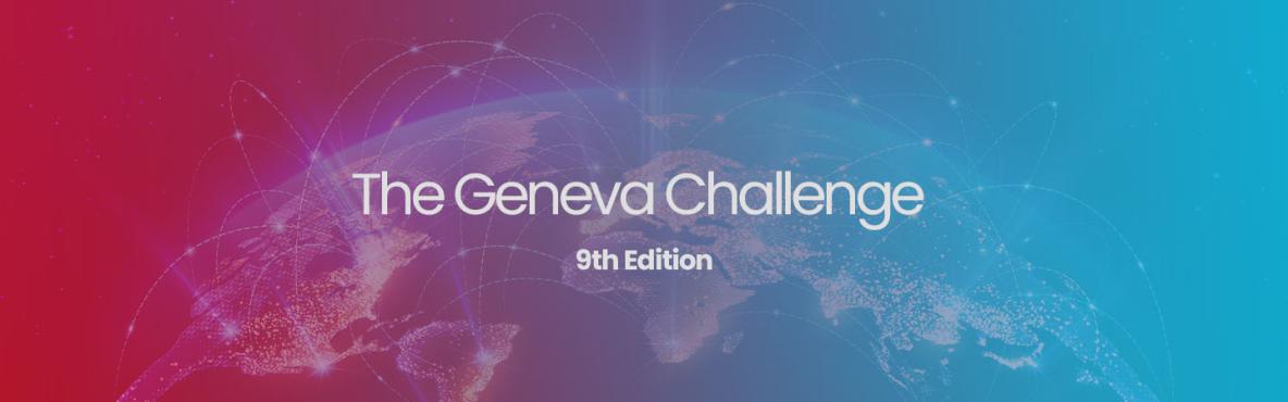 Geneva Challenge 2022 Banner Picture displaying a globe in blue and red with lights connecting the world.