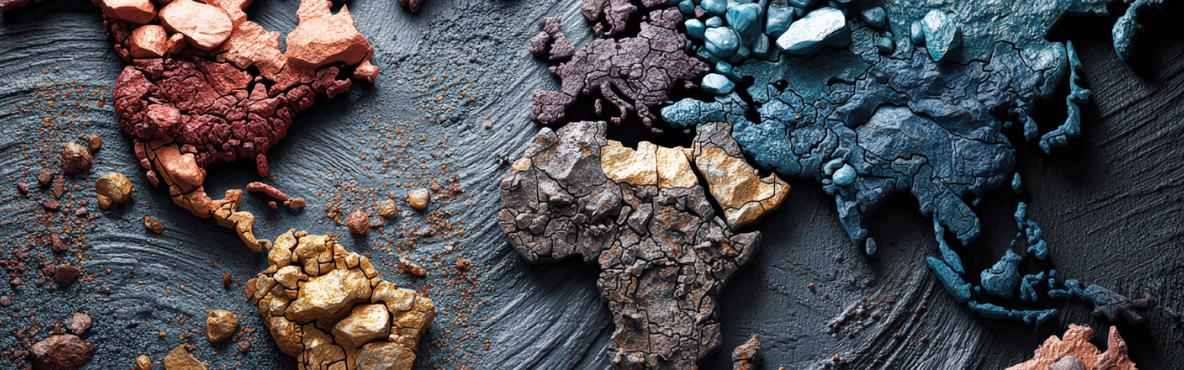 World map with minerals