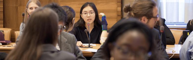 Within the framework of the 2019 Geneva Peace Week, held from 4-8 November, 16 groups of students from the Institute’s interdisciplinary master programme presented their Capstone Projects at the United Nations in the presence of Ela Gandhi during an event called “Fresh Perspectives on Peace and Security”.