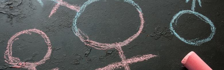 Male, female and intersex symbols drawn with chalk