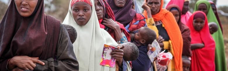 Women and children queueing