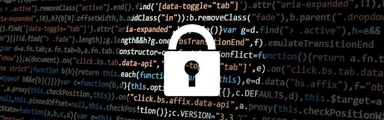Image of a lock over a screen filled with codes