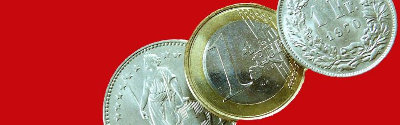 Swiss franc and euro coins