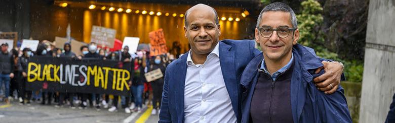 Professors Mohamedou and Rodogno participate in a BLM march in Geneva