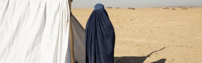 A woman refugee stay in camp where people escape from conflict