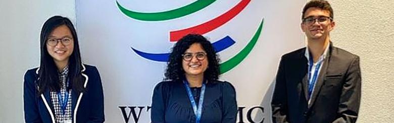During their internship, Alexandre Marchand (MIE, ‘21), Ashwini Tallur (MDEV, ‘20) and Angela Minyi Hou (MIA, ‘21) worked to facilitate negotiations between WTO members and governments seeking membership under the China’s LDCs and Accessions Programme. 