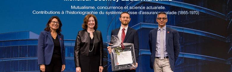 Geoffroy Legentilhomme being awarded the Pierre du Bois Prize 2021