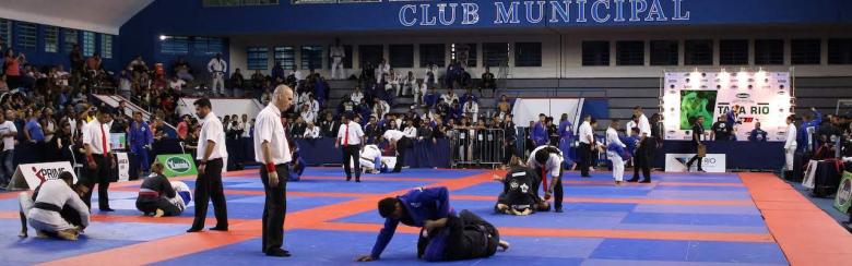 Brazilian jiu-jitsu athletes competing at the Club Municipal in May 2018.