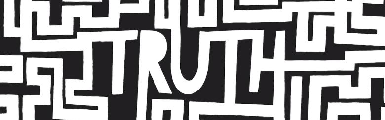 Cartoon illustration of the word “truth” inside a complex maze.