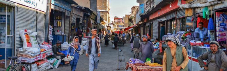 Kabul, Afghanistan - Aug 19, 2020: Afghan peoples are shopping and walking Old city bazaar of Kabul, Afghanistan