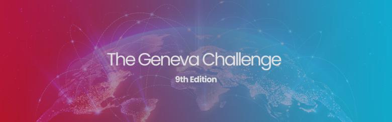 Geneva Challenge 2022 Banner Picture displaying a globe in blue and red with lights connecting the world.