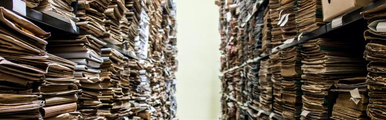 Shelves of archival files