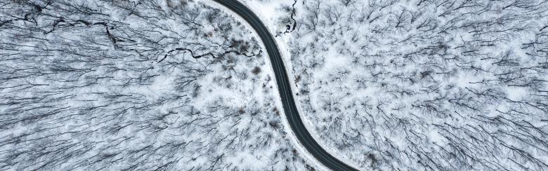 Winding road winter