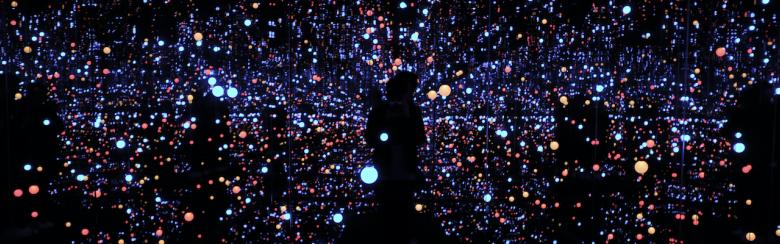“Gleaming Lights of the Souls”, installation by Japanese artist Yayoi Kusama.