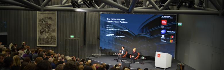 For the second edition of the Kofi Annan Geneva Peace Address, Elena Zhemkova, Co-Founder and Executive Director of the Russian human rights organisation Memorial, which was awarded the 2022 Nobel Peace Prize, came to the Geneva Graduate Institute 