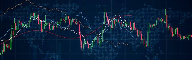 Binary options chart with assets values moving up and down