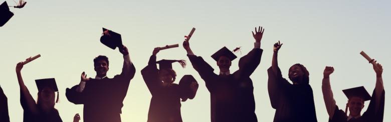 Students celebrating graduation