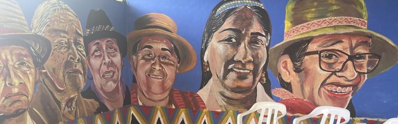 Photo showing a painting on the wall of a meeting space in a community centre owned and ran by Indigenous women in Cauca, Colombia.