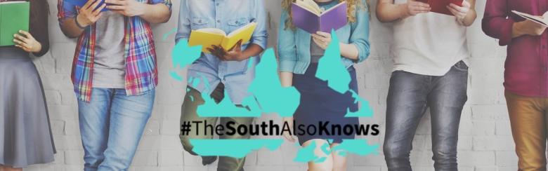Inverted world map against a background of young people holding books.