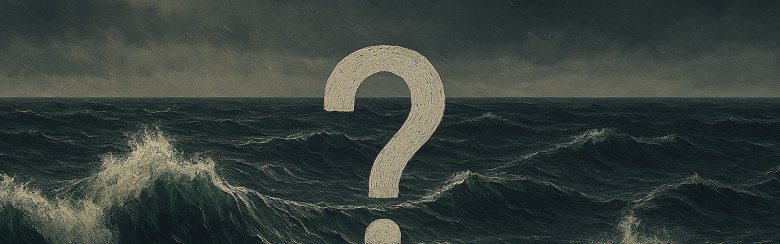 Threatening sea and sky with a question mark on them