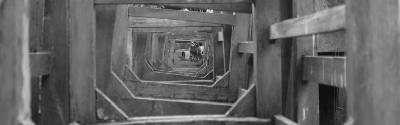Black-and white, abstract photo of wooden planks