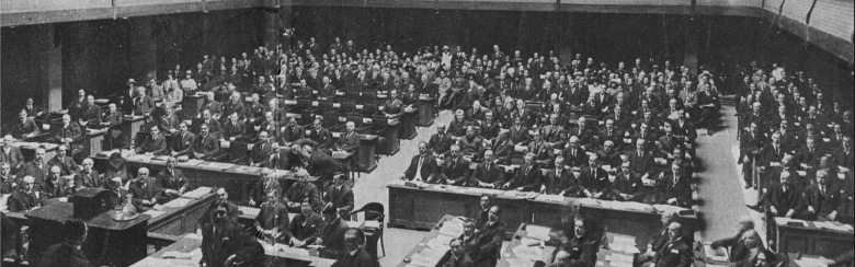 A 1923 photograph of the Assembly of the League of Nations in Geneva, Switzerland.