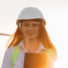 woman in helmet